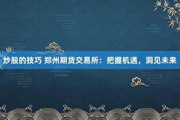炒股的技巧 郑州期货交易所：把握机遇，洞见未来