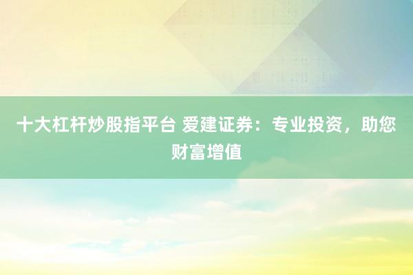 十大杠杆炒股指平台 爱建证券：专业投资，助您财富增值