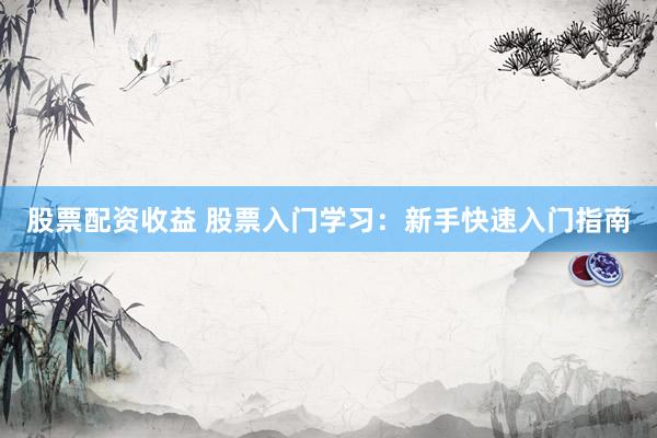 股票配资收益 股票入门学习：新手快速入门指南