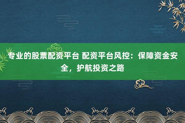 专业的股票配资平台 配资平台风控:保障资金安全,护航投资之路
