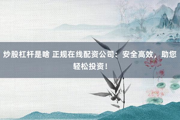 炒股杠杆是啥 正规在线配资公司：安全高效，助您轻松投资！